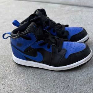 Jordan Kids Black and Blue High-Top Sneakers